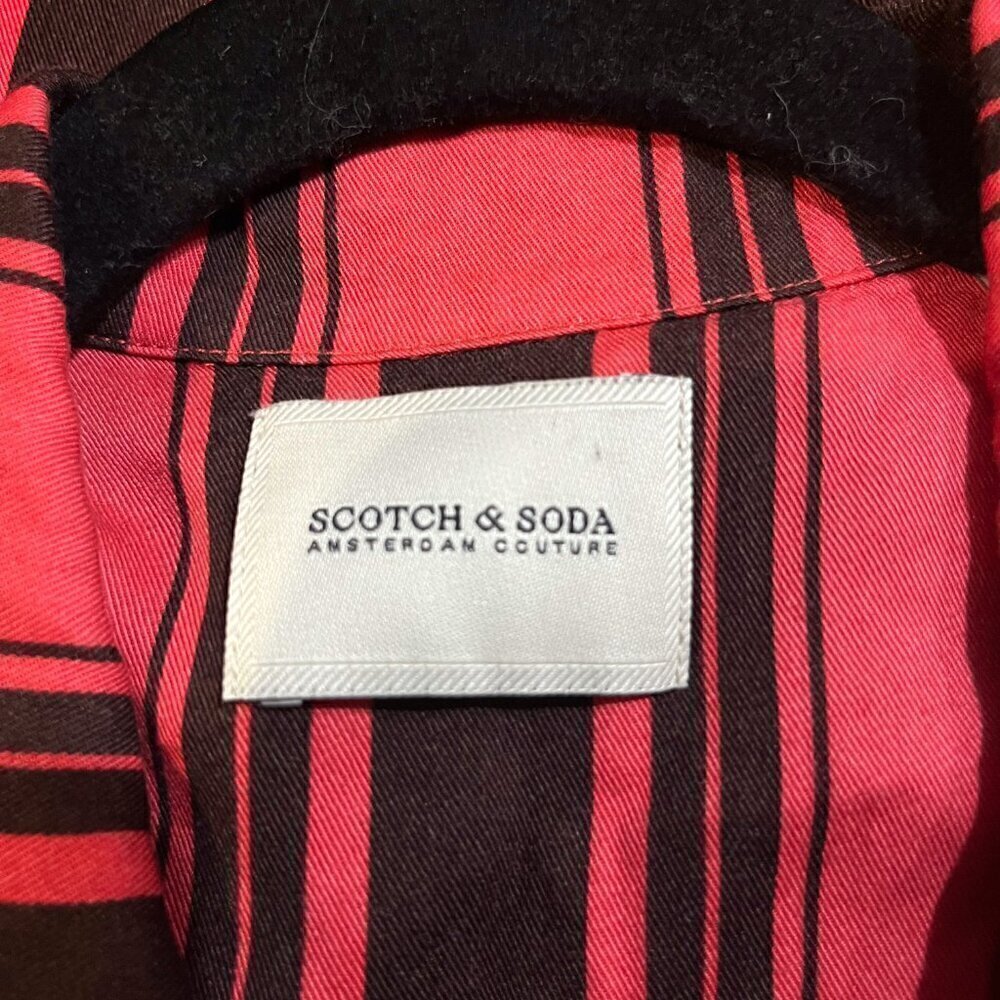 SCOTCH & SODA - Men's Coral Pink & Brown Striped Disco Button Down Shirt -EUC M - Picture 6 of 10
